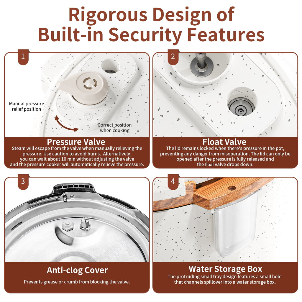 TINANA 6 Quart Electric Pressure Cooker, 9-in-1 Stainless Steel Multi Cooker Pot, Rice Cooker, Slow Cooker, Food Pressure Cooker with Safety Lock, Auto Release, Delay Timer, Intelligent Presets