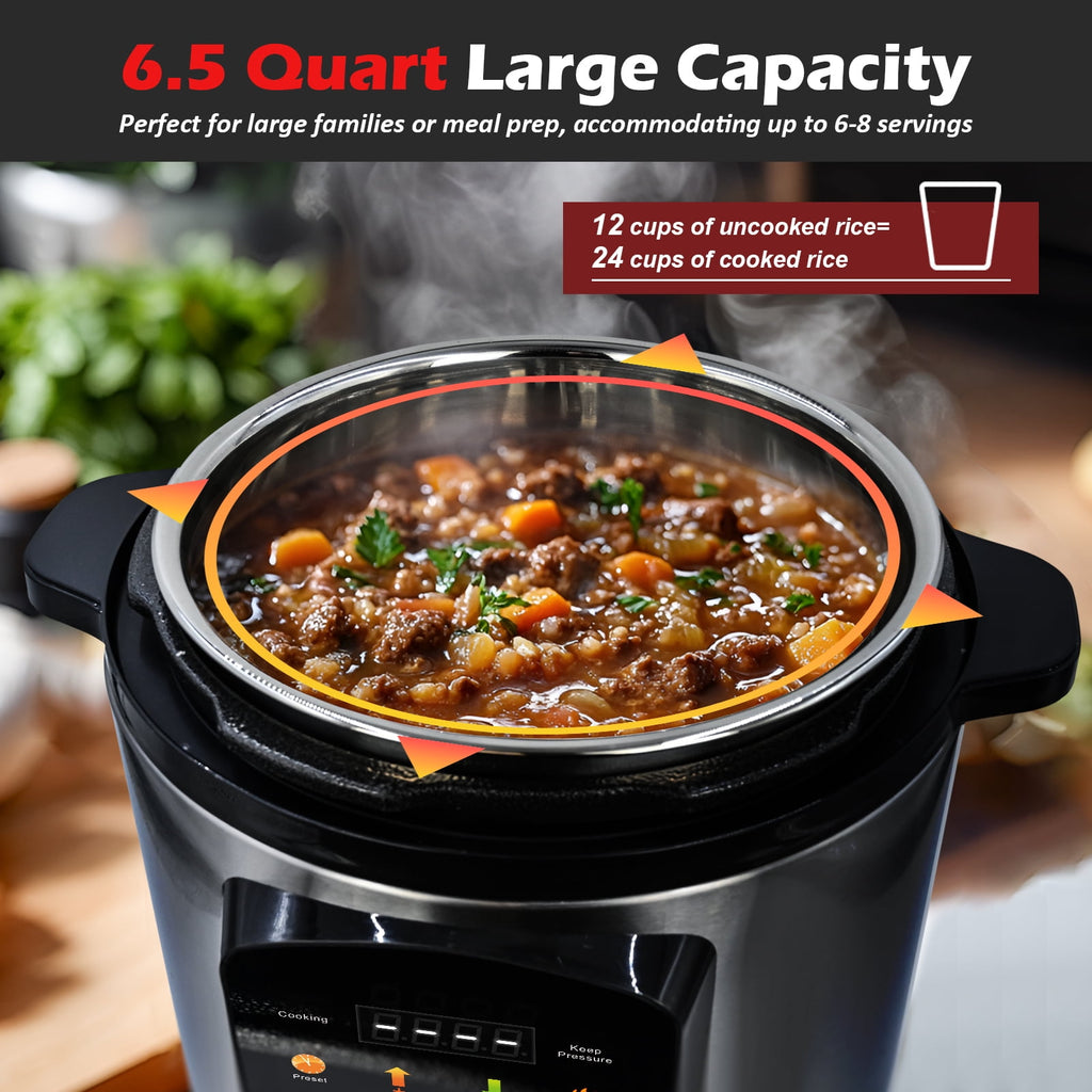 Bluebow 6.5 Quart Electric Pressure Cooker, 8-in-1 Multi Cooker Rice Cooker Slow Cooker Sauté Steamer, Stainless Steel