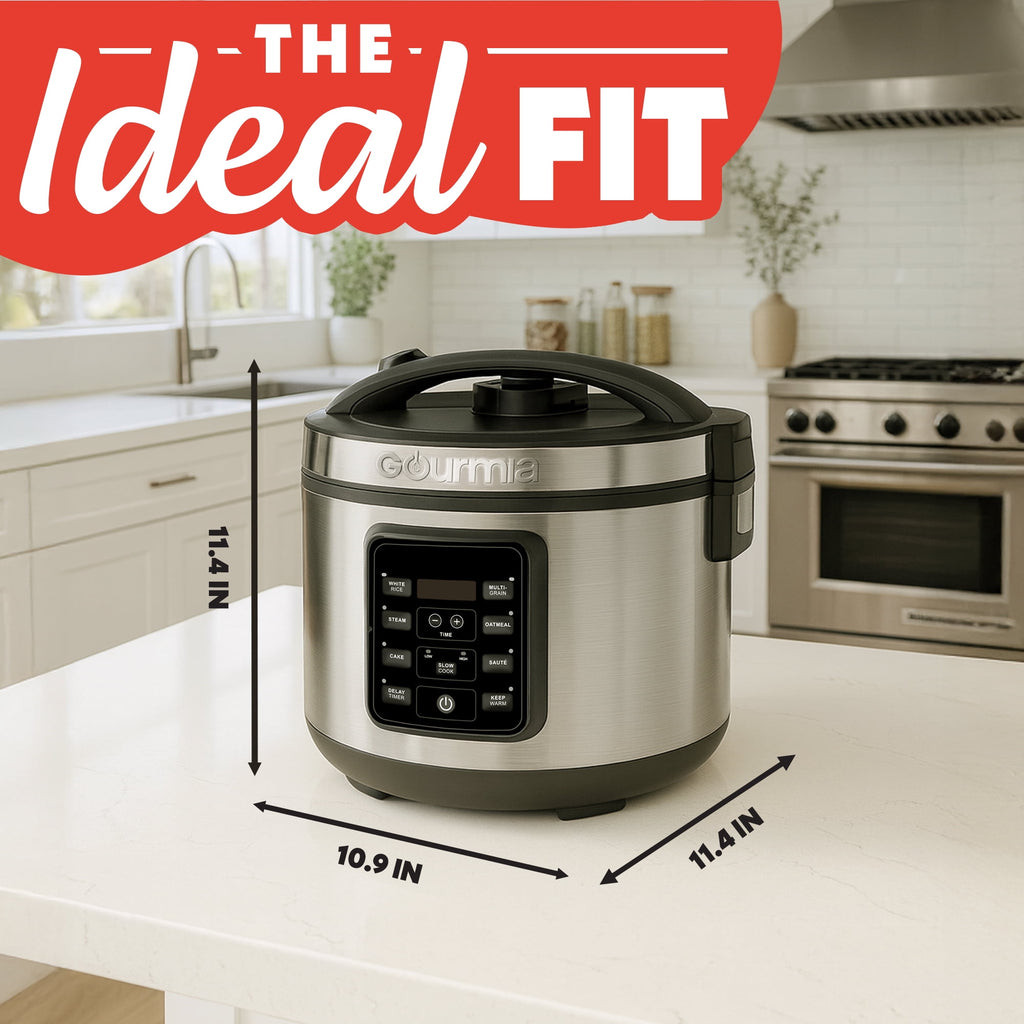 Gourmia 5 Qt Rice Cooker & Steamer, 20 Cup Cooked (10 Cup Uncooked) Stainless Steel