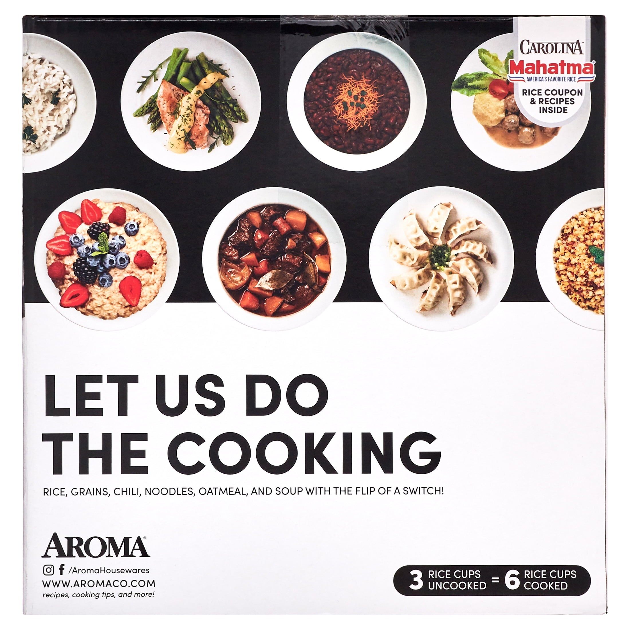 Aroma® 6-Cup (Cooked) / 1.5Qt. Rice & Grain Cooker, White, New, ARC-743-1NG