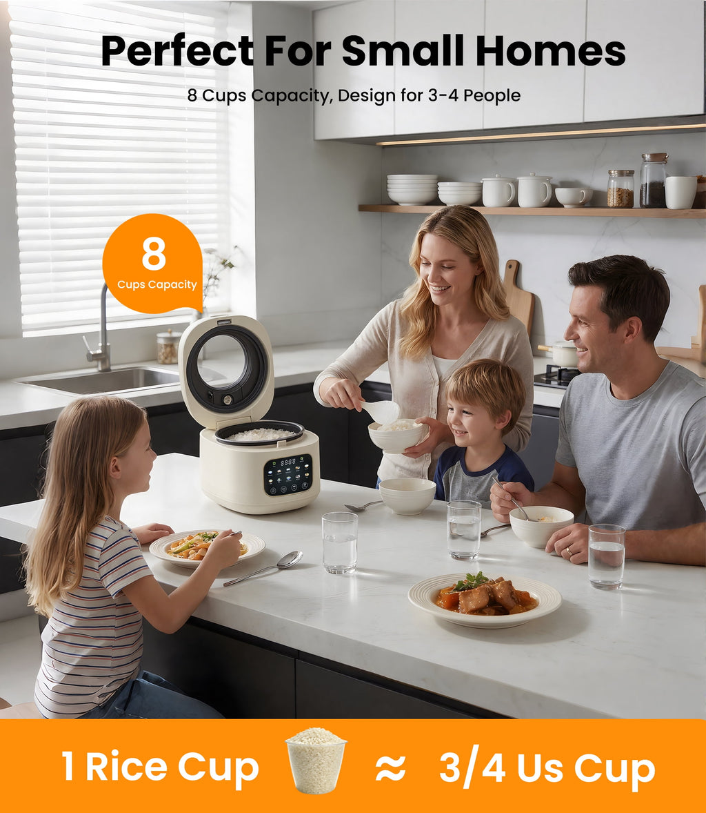 Casualife 12-Cups/4.3QT Rice Cooker with Steamer & Keep Warm, 10-in-1 Multicooker，24-Hour Timer，Non-Stick Inner Pot, White