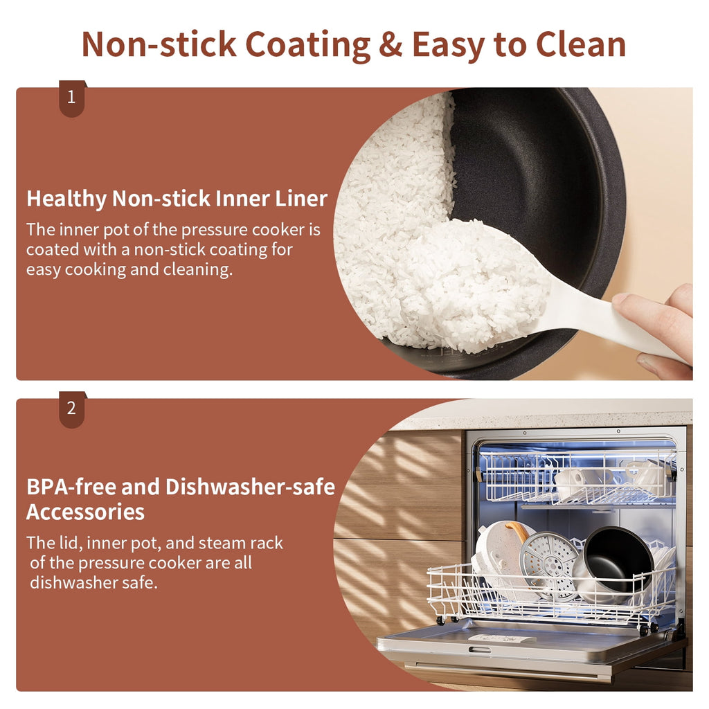 TINANA 6 Quart Electric Pressure Cooker, 9-in-1 Stainless Steel Multi Cooker Pot, Rice Cooker, Slow Cooker, Food Pressure Cooker with Safety Lock, Auto Release, Delay Timer, Intelligent Presets