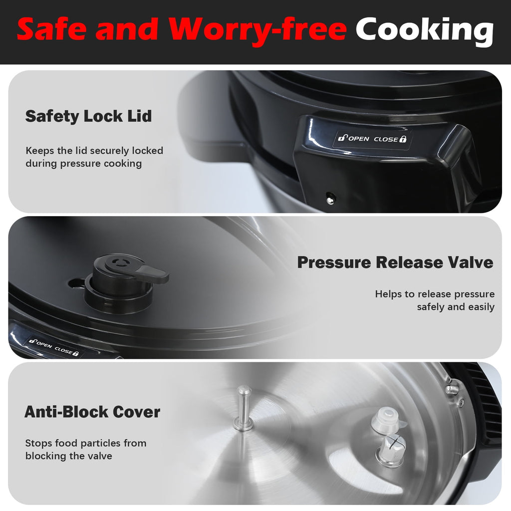 Bluebow 6.5 Quart Electric Pressure Cooker, 8-in-1 Multi Cooker Rice Cooker Slow Cooker Sauté Steamer, Stainless Steel