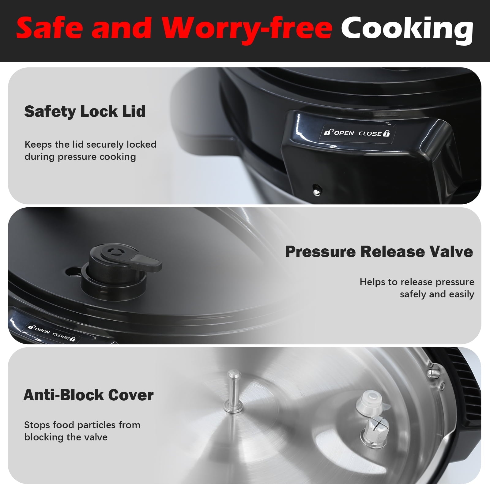 Bluebow 6.5 Quart Electric Pressure Cooker, 8-in-1 Multi Cooker Rice Cooker Slow Cooker Sauté Steamer, Stainless Steel