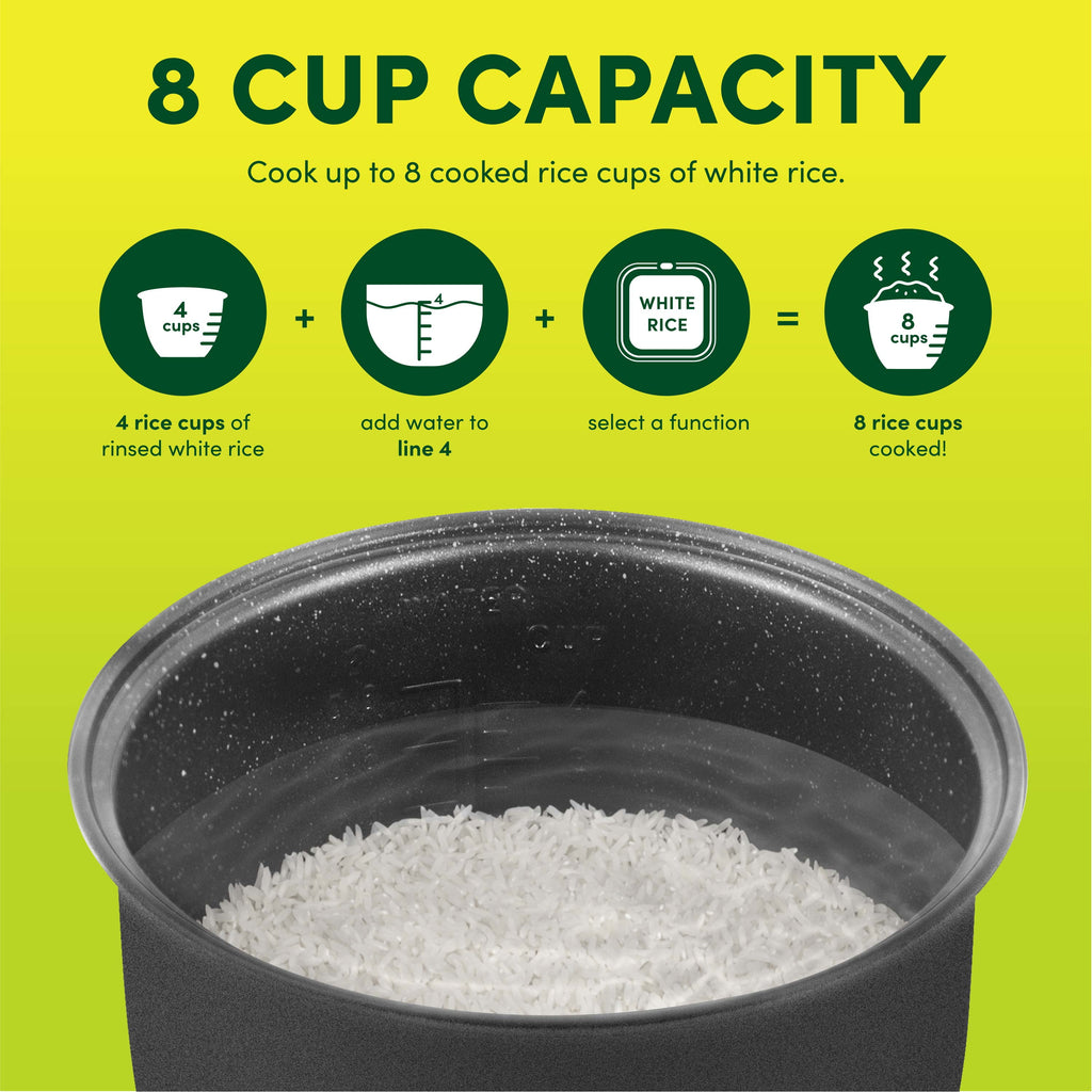 AROMA® 8-Cup Digital Rice Cooker & Food Steamer with Bonded Granite® Nonstick Ceramic