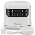 Bluebow Digital Rice Cooker, 6-Cup/2.1QT Small Rice Maker, 10 Presets, 24-Hour Delay Timer & Keep Warm, Non-Stick Inner Pot, White