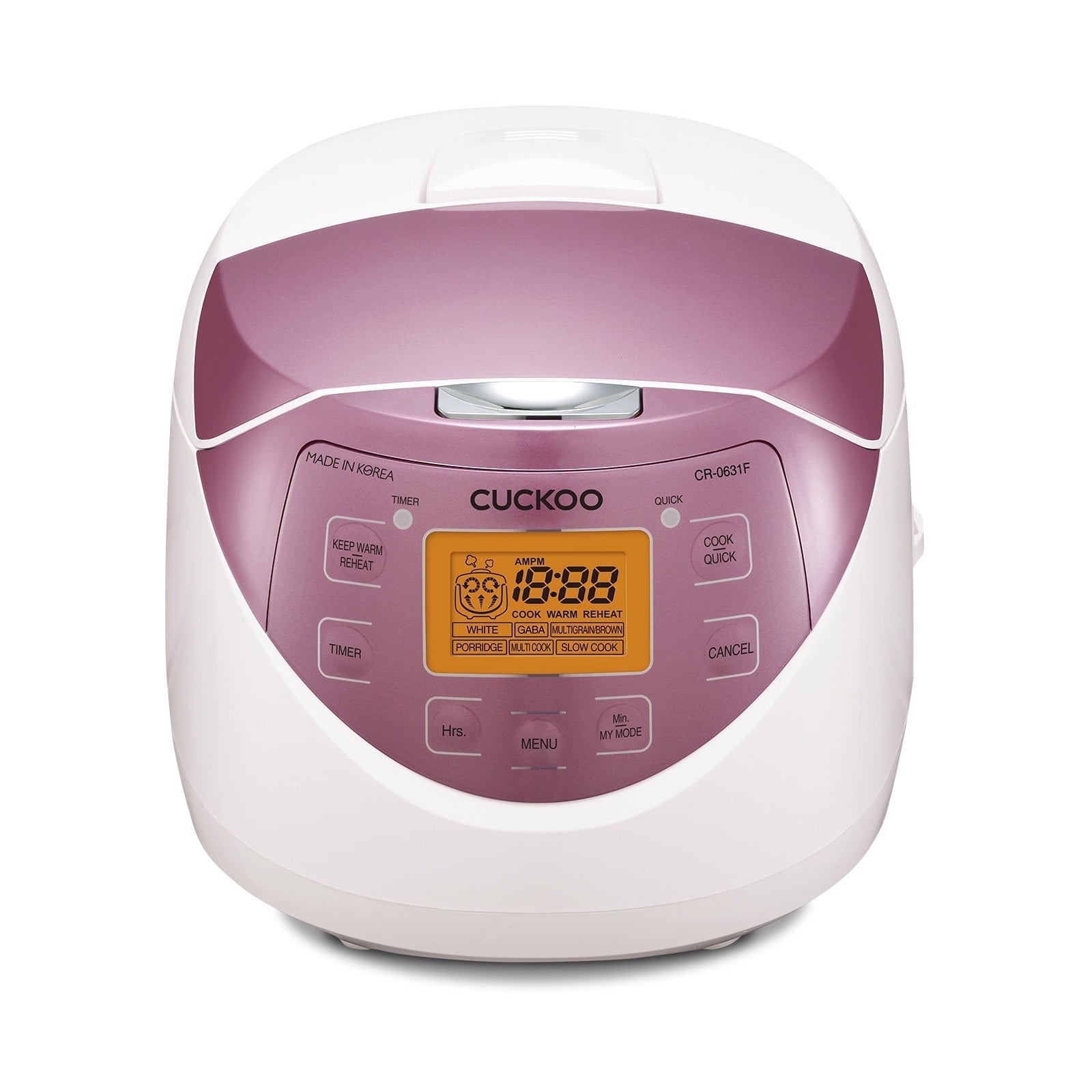CUCKOO Micom Rice Cooker 6 Cup Uncooked / 12 Cup Cooked, Korean Fuzzy Logic Rice Cooker with Preset Timer & Keep Warm Setting, Versatile Food Steamer with Non-Stick Inner Pot, Pink (CR-0631F)