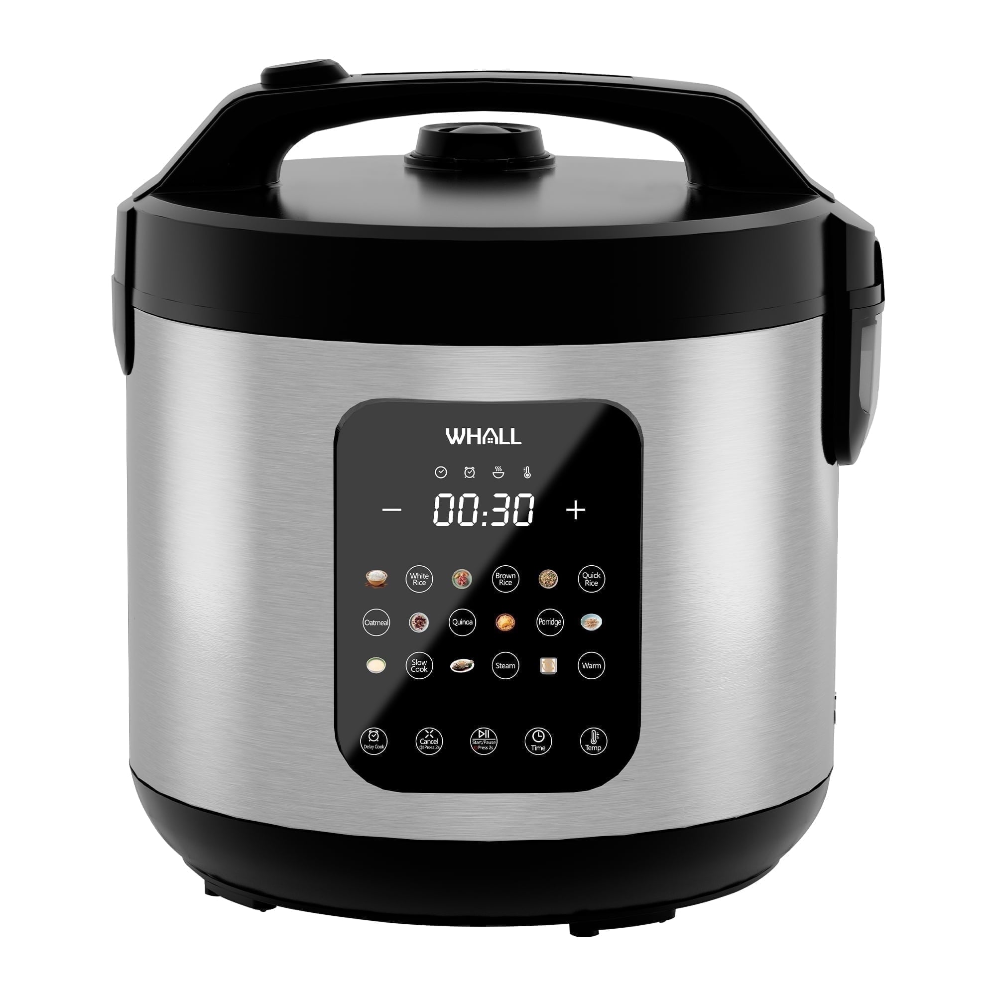 WHALL Digital Rice Cooker – 10-Cup Uncooked / 20-Cup Cooked Capacity, Multi-Function Steamer, Slow Cooker, Oatmeal Setting, Auto Keep Warm Feature, 5 Qt, Stainless Steel New