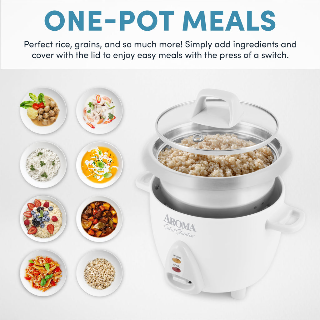 Aroma 6 Cup White Simply Stainless Pot - White, New