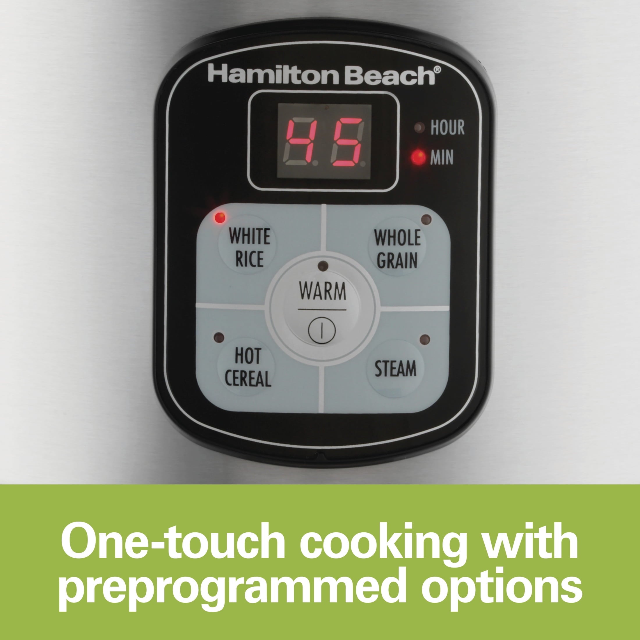 Hamilton Beach 8 Cup Rice Cooker & Food Steamer with Steam & Rinse Basket, Stainless Steel