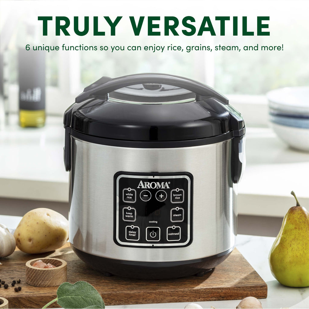 AROMA® 8-Cup Digital Rice Cooker & Food Steamer with Bonded Granite® Nonstick Ceramic