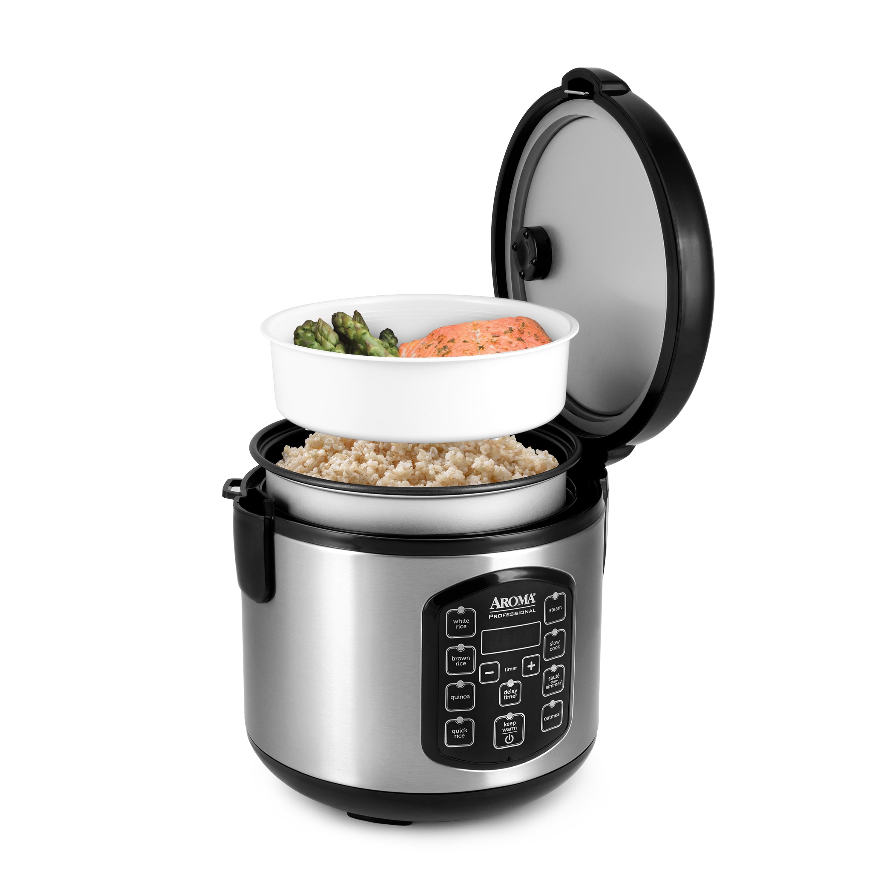 Aroma® Professional 8-Cup (Cooked) / 2Qt. Rice & Grain Multicooker, Stainless Steel, New, ARC-954SBD