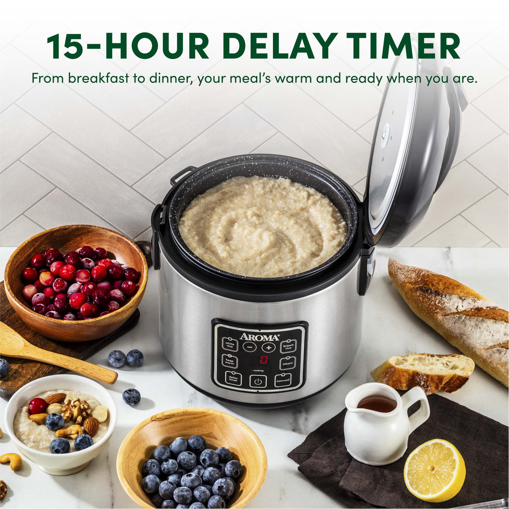 AROMA® 8-Cup Digital Rice Cooker & Food Steamer with Bonded Granite® Nonstick Ceramic