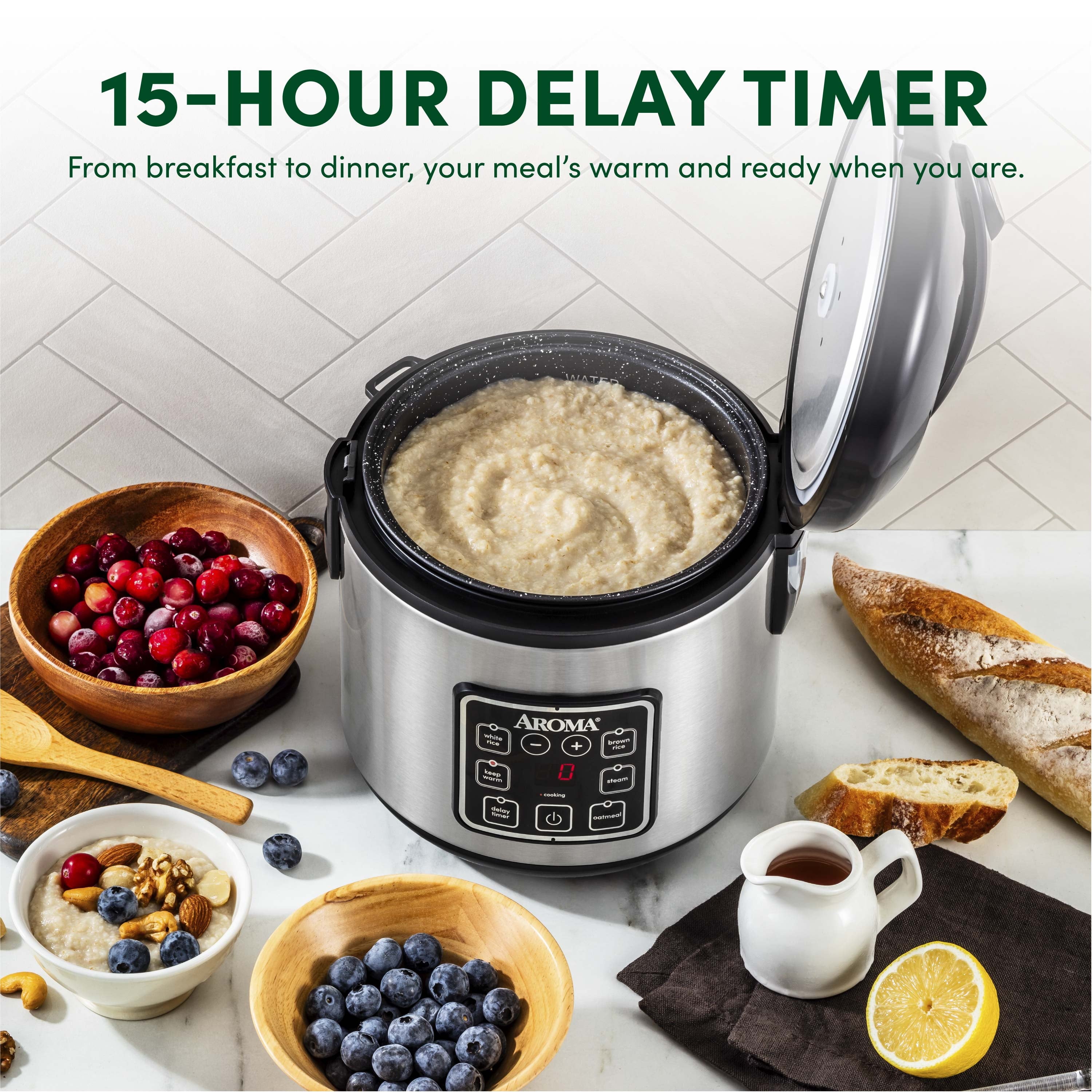 AROMA® 8-Cup Digital Rice Cooker & Food Steamer with Bonded Granite® Nonstick Ceramic